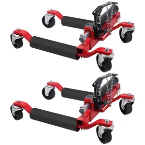 2 sets of 1500lbs heavy-duty truck wheel carts - Hydraulic vehicle positioning skateboard with ratchet foot lift - Durable mobile base suitable for cars, boats, motorcycles - Ideal choice for garage and material handling