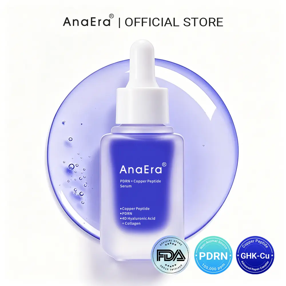 AnaEra Copper Peptide & PDRN Serum | GHK-Cu, Hyaluronic Acid & Collagen | Anti-Aging Face Serum for Firming, Lifting, Skin Tightening, Deep Hydration, Skin Repair & Elasticity 30ML For All Skin Types | Korean Skincare, Daily Facial Serum