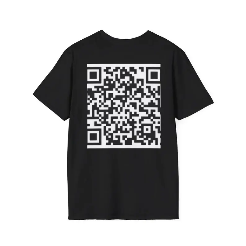 (bACK dESIGN)Unisex Softstyle T-shirt with QR Code Fu You,Funny \FU\ QR Code Shirt