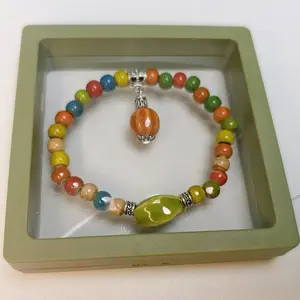 Fortune & Happy Crackle-Glazed Colorful Ceramic Bracelet