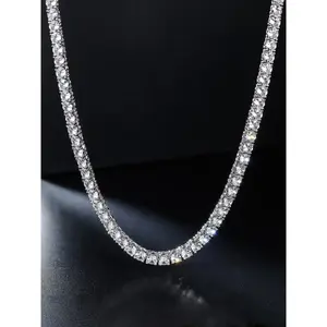 Shengning ExquisiteMen's Hip-Hop Rapper Style Square Faux Diamond Necklace, Luxury Unisex Jewelry, Perfect Father's Day Gift, 4- Millimeter Tennis Chain, Iced Out Jewelry