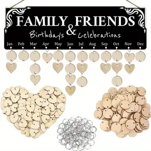 Wooden Holiday Celebration Calendar Plaque, 1 Set DIY Calendar Hanging Ornament, Record Important Dates for Your Family, Friends, and Loved Ones