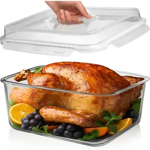 6500 ML / 220 oz / 28 Cup LARGE Glass  Storage Container with Airtight Locking Lid. Ideal Storing , Vegetables, Fruits. Baking Casserole, Lasagna, Roasting Turkey, Chicken  Oven Safe