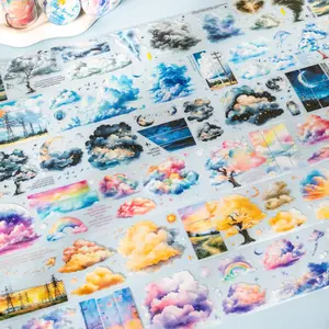Sky Secret Series Pet Decorative Tape Roll, Cloud Pattern Design for Journaling, Scrapbooking, Stationery & Water Bottle Decoration, Perfect for Creative and Craft Projects