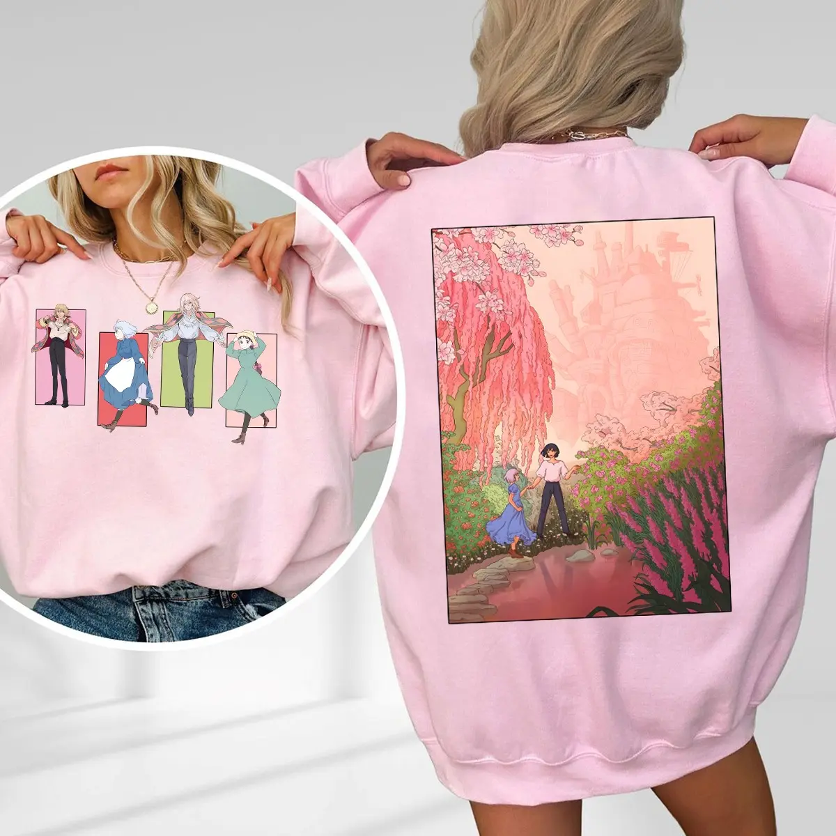 Howls Moving Castle Sweatshirt, Howl and Sophie Shirt, Ghibli Studio Sweatshirt, Howls Moving Castle Shirt, A Heart's A Heavy Burden, Calcifer Shirt, Hayao Miyazaki, Anime Sweater, Trendy Ghibli Sweater