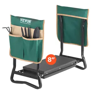 【FathersDayGift】VEVOR Garden Kneeler and Seat,  , 8 in Wide Kneeling Pad, Heavy Duty Garden Kneeling Stool, Folding Garden Seat with 2 Tool Bags, Relieve Knee & Back Pain, Portable Garden Bench for Women Grandparents
