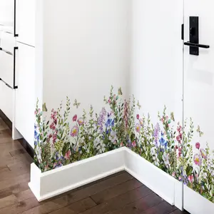 A set of fresh floral corner wall stickers for home wall & corner decoration, vibrant and lively atmosphere layout decorative decals