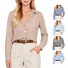 Siliteelon Striped Button Down Shirts Long Sleeve for Women Classic Dress Shirts for Fall and Winter Old Money Outfits Collared Basic Office Work Tops with Pocket Comfy Business Casual & Chic | Designer Style Inspo