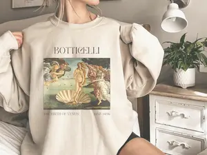 Sandro Botticelli Sweatshirt - Birth of Venus Sweater Famous Painting Vintage Art Pullover Shirt - Clothing Italian Renaissance Crewneck Gift