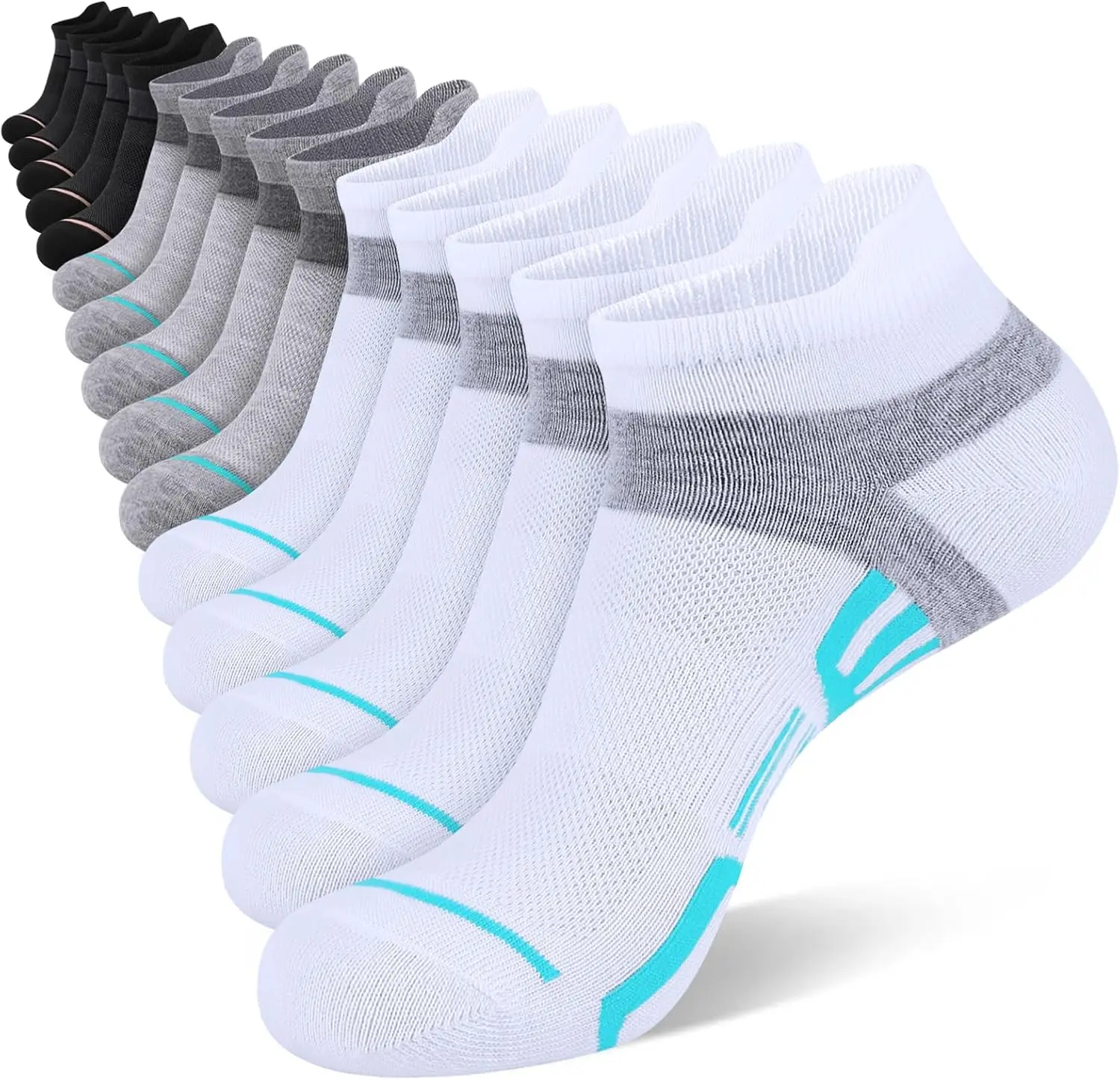 15 Pairs Womens Ankle Socks Lightweight Breathable Casual Low Cut Socks for Women With Heel Tab