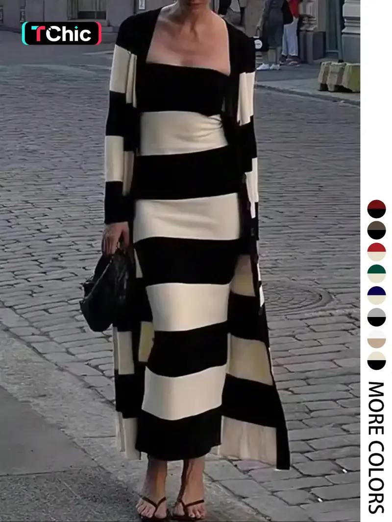 long dress and cardigan outfit - TikTok Shop