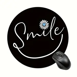 1pc Smile Game Mouse Pad, Personalized Round Mouse Pad for Women And Girls, Non-Slip Rubber Mouse Pad, Suitable for Office Computer, Laptop, Size 20X20cm