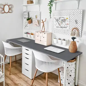 Kaboon 55"x20" Universal Tabletop, Solid One-Piece Melamine Table Top, Double Desk L-Desk DIY, Home and Office
