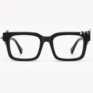 Spike Black Rectangle Glasses