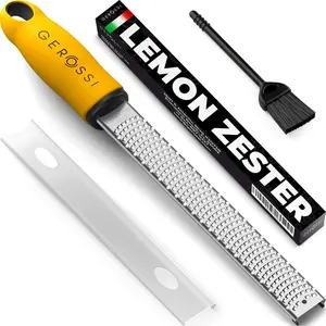 Stainless Steel Cheese and Citrus Zester Grater with/Extra Sharp Blade - Perfect for Lemons, Parmesan, Garlic, Chocolate - Spice Up any Kitchen Dish in Seconds with Your Premium Hand Held Shredder Utensils Handheld Smooth