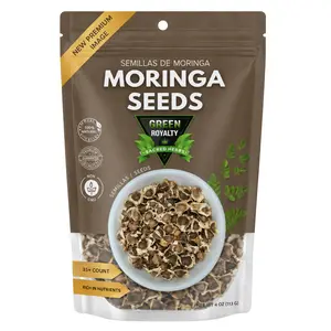 Green Royalty Natural Moringa Oleifera Seeds, 4oz Herbal Tea Superfood - Energizing Power, Nutrient-Rich, Fiber-Packed, Caffeine-Free, 24-Month Shelf Life, Chilled, Resealable Bag
