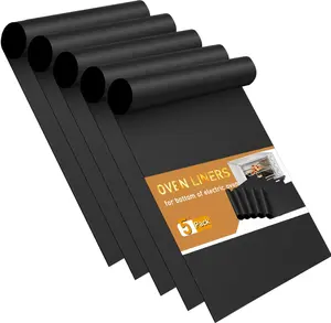 Oven Liners for Bottom of Oven - 5 Pack Large Heavy Duty Mats, 17”x25” Non-Stick Reusable Liner for Electric, Gas, Toaster Ovens, Grills - Kitchen Accessory to Keep Oven Clean (5, Black)