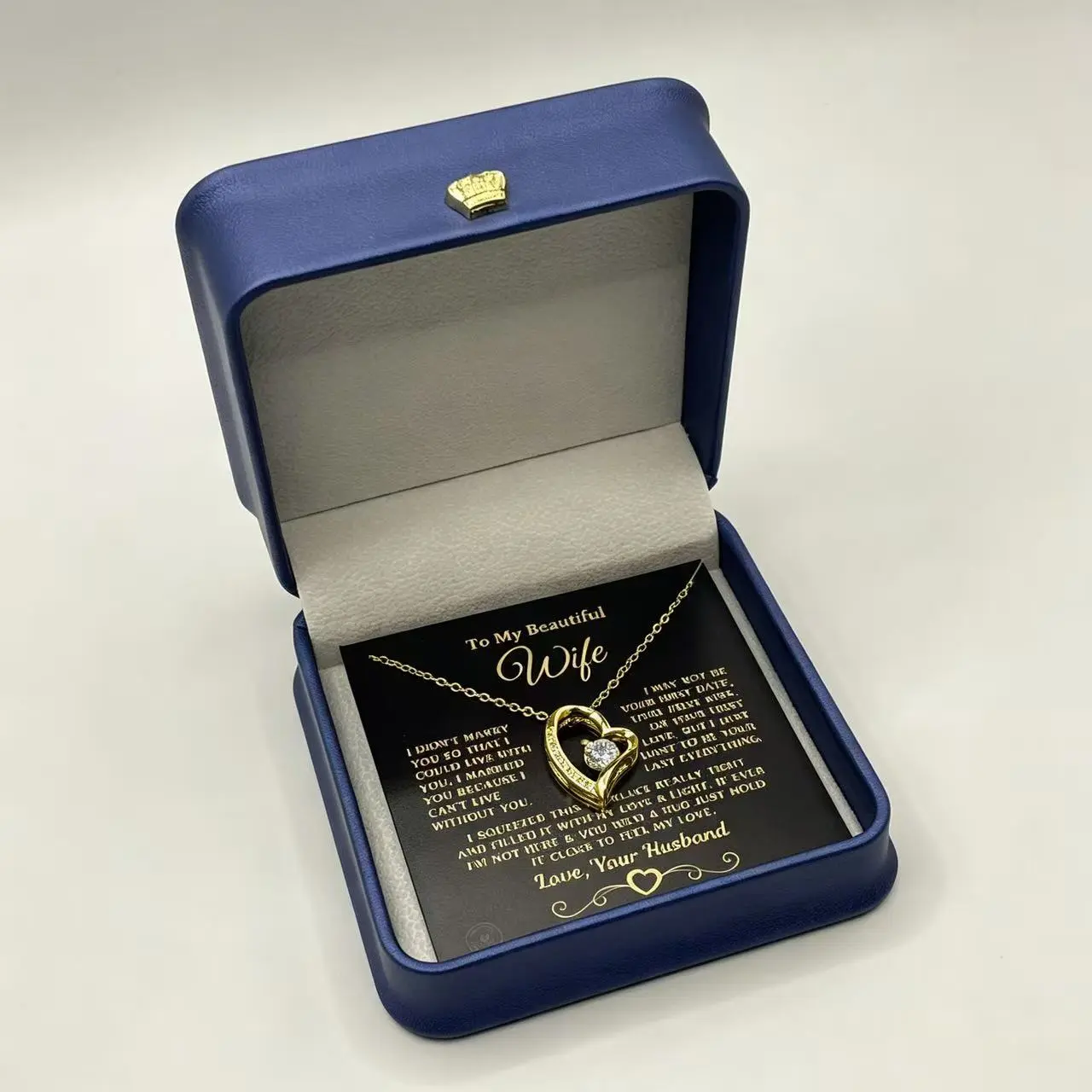 To My Wife – Eternal Love Necklace Set, Wedding Promise Pendant for Her, Romantic Anniversary Gift for Wife, Birthday Present for My Love