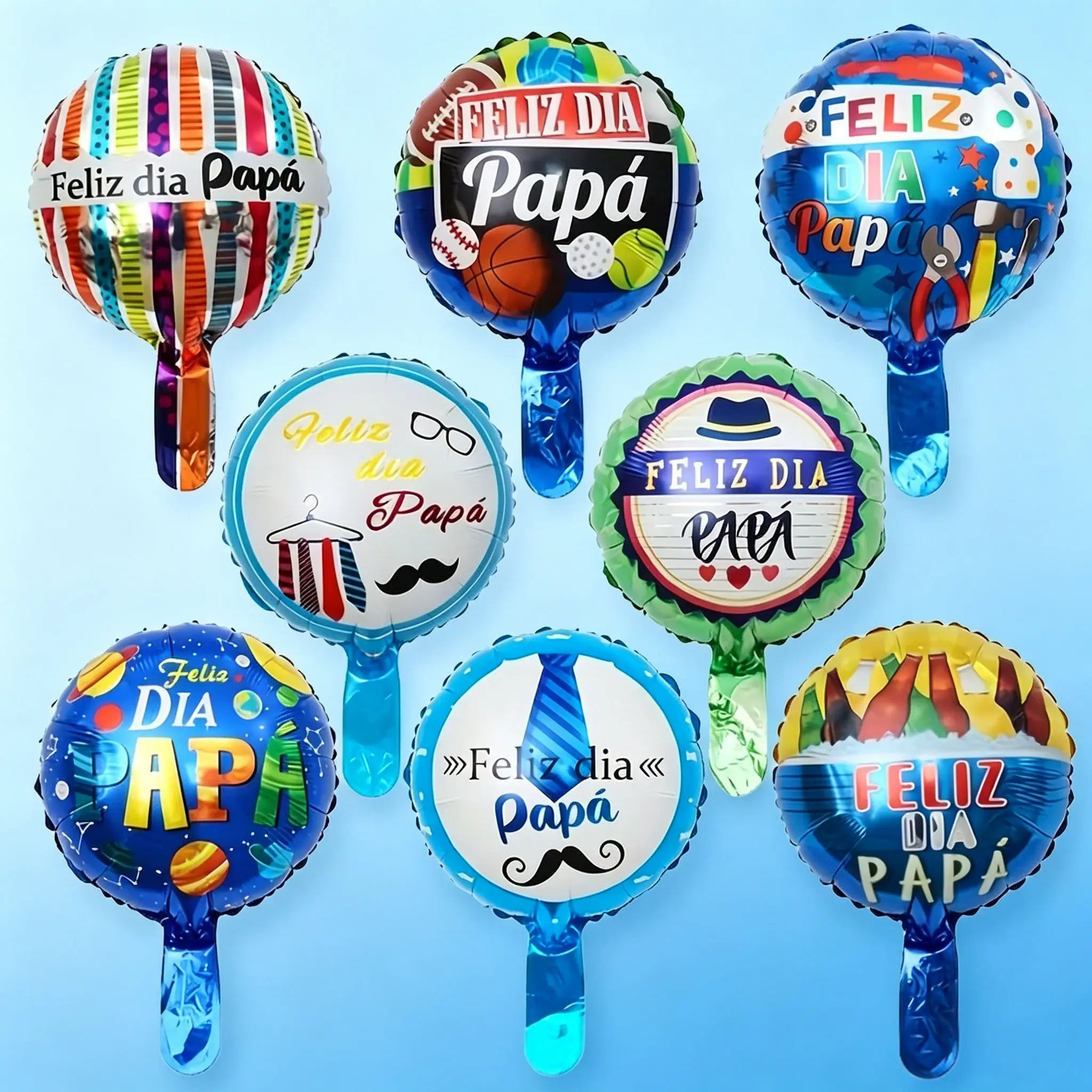 10pcs/18pcs Spanish Father's Day Dad Aluminum Foil Party Balloons, Perfect for Family Parties, Restaurant Decoration, Surprise Gifts, Festival Activities