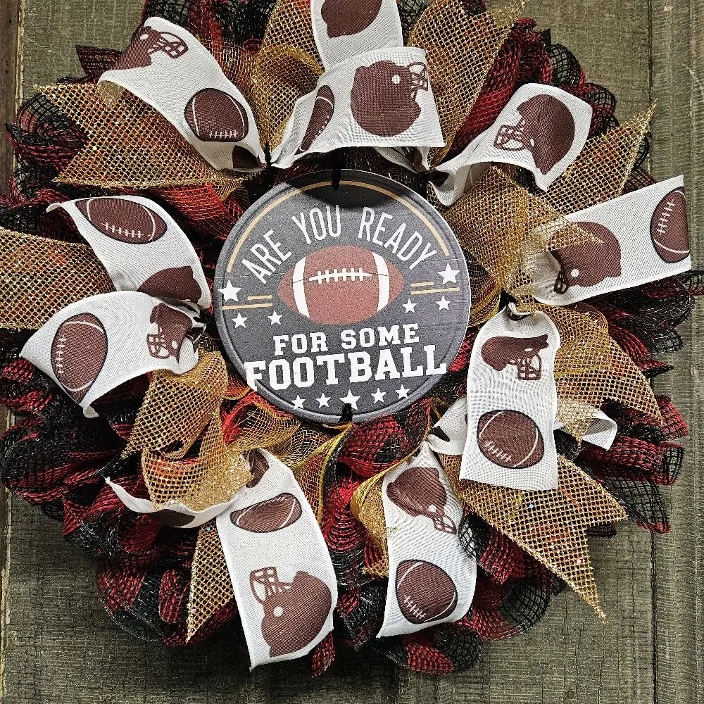 Are You Ready For Some Football Red Check Wreath For Football Season