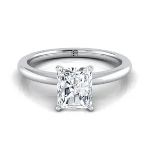 The Floria Solitaire Engagement Ring Setting for Radiant Diamonds in Platinum