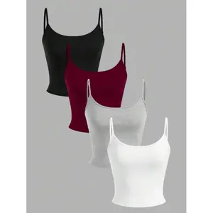 Ustar 4-Piece Set Women's Tight-Fitting Short Casual Camisole Suitable for Summer Back to School