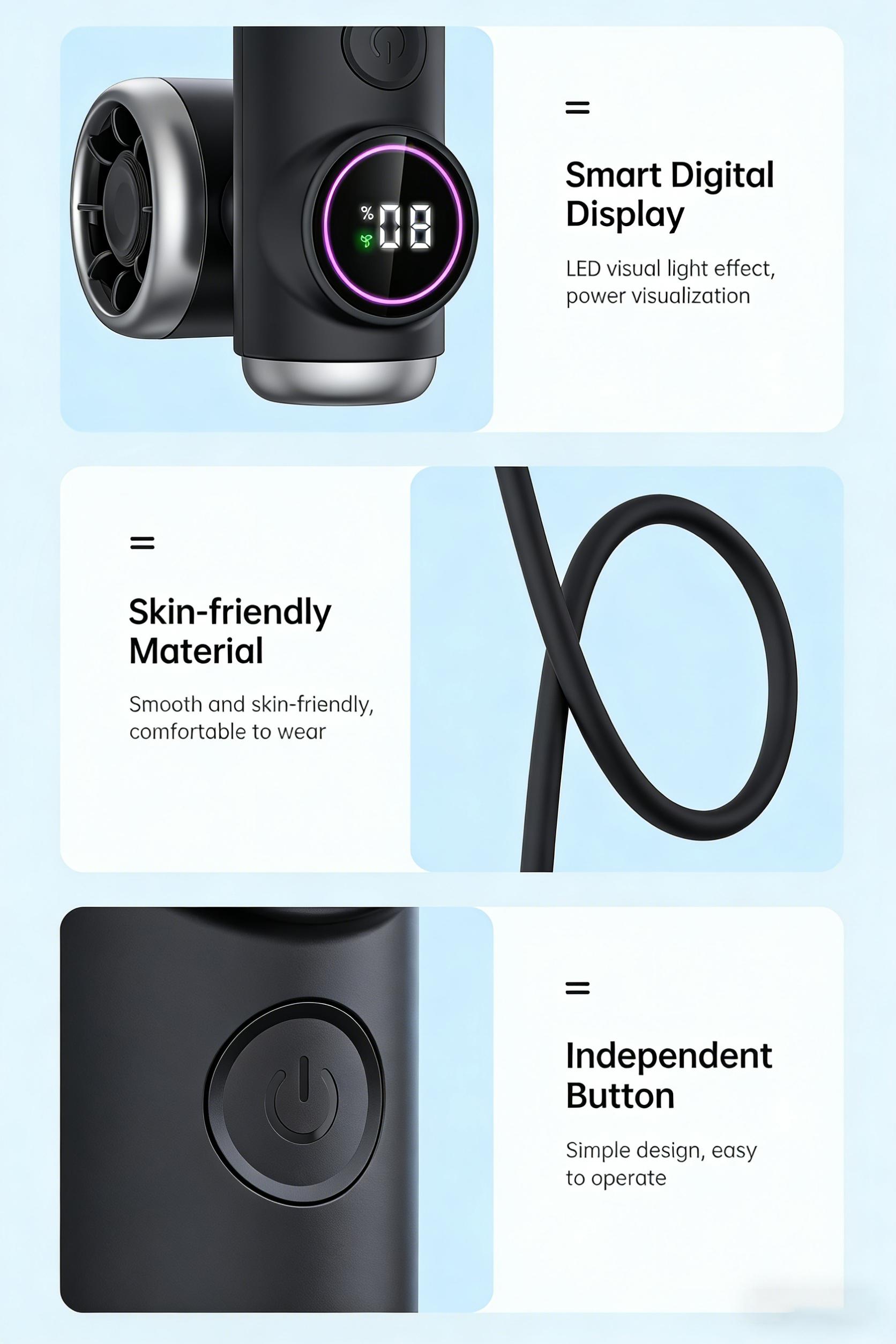 [Summervibes] Tukio 2026 New 5-Speed Magnetic Neck Fan, Wearable Personal Cooling Fan, Detachable & Foldable Rechargeable Fan with 360° Adjustable Airflow for Summer Travel & Outdoor Use,dorm essentials,home essentials tiktokshopbacktoschool