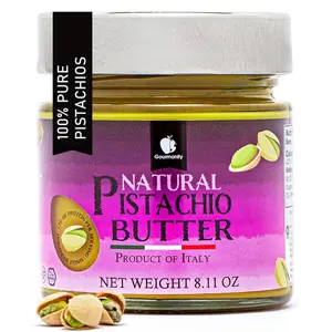 Pure Italian Pistachio Butter Spread, 100% Nut Deliciousness, Gourmet Pistachio Paste For Sweet And Savory Dishes, No Added Sugar, GF, Vegan, Keto and Paleo Friendly, Kosher And Halal Certified, 8.1oz Jar