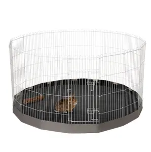 Full Cheeks 58 Inch Wide Play and Exercise Pen with Liner, Portable Pet Enclosure with Secure Panels and Protective Liner for Rabbits, Guinea Pigs, Ferrets and Small Animal Indoor Play and Exercise