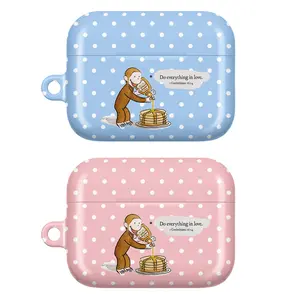 Cute Polka Dot AirPods Case with Monkey & Pancakes Design, curious georgee phonecase, gift for fans