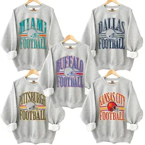 Vintage All Team Football Sweatshirt, Ash Grey Crewneck, Hometown Game Day Pullover, Retro Fan Gift, Gift for Sports Fans