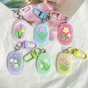 Cartoon Small Fresh Tulip Flower Keychains, 6/24pcs Cute Bag Pendants, Perfect Gifts for Couples & Girlfriends, Fun Accessory Set