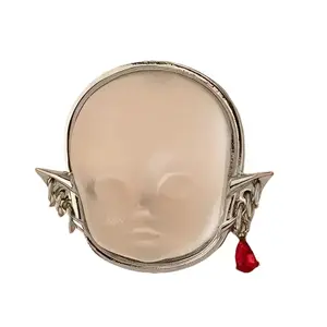 Unique Clear Baby Demon Ring Goth Alt Y2K Spooky Blood Drop Dangle Charm Open Adjustable Ring Weird Aesthetic Statement Jewelry Gift