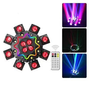 200W 8-Arm King Kong Moving Head Stage Light RGB Bee Eye Laser Beam Light Sound Activated DMX Remote Control Disco Strobe Lamp For KTV Bar Club Wedding Birthday Party Home Karaoke Decor summerwins