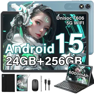 【TikTokShopmemorialday】2026 PYNAREL 10.1 inch Android 15 Tablet , 2.4G/5G WiFi, 2 in 1 Tablet with keyboard, Case, Mouse, Stylus, Protective Cover, Back-to-school Gifts&Father's Day Gift Bundle