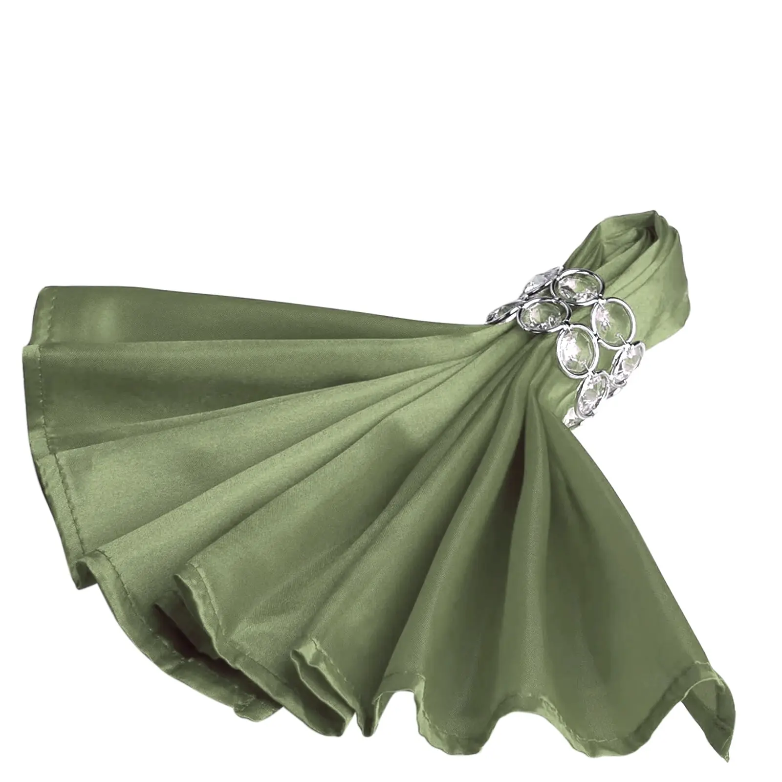 Satin Square Napkins, 5-Pack 20"x20" Dusty Sage Green - Soft Reusable Kitchen Tableware for Birthday, Wedding, Dinnerware Use