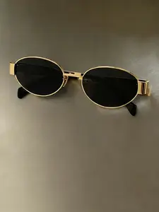 French Vintage Luxury Oval Sunglasses, Metal Frame, Cross-Border Bestseller, High-End Light Luxurious Eyewear, Women's Fashion Accessories