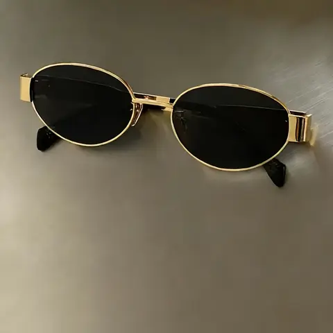 French Vintage Luxury Oval Sunglasses, Metal Frame, Cross-Border Bestseller, High-End Light Luxurious Eyewear, Women's Fashion Accessories, Fashion Accessory Eyewear