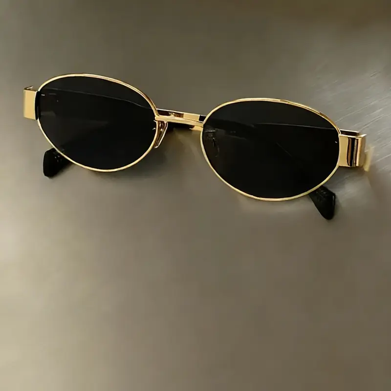 French Vintage Luxury Oval Sunglasses, Metal Frame, Cross-Border Bestseller, High-End Light Luxurious Eyewear, Women's Fashion Accessories, Fashion Accessory Eyewear