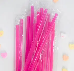 Pink Glitter 9 Inch Reusable Straw pack of 10.  Individually Packaged for Home and Party Use - Drinkware