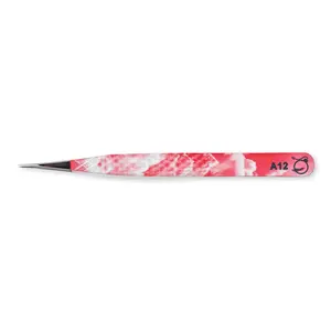 LASHBOMB Straight Lash Tweezer - Atomic Bombshell Collection, Pink Tweezer for Lash Application, Fiber Grip Tip