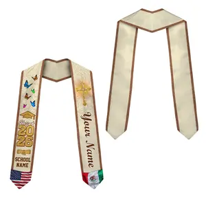 Personalized Mexican American Grad Sash, Class of 2026 Latino Graduation Stole, New