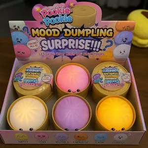 Cute Mood Dumpling Surprise Box, Kawaii Squishy Light Up Toy Set, Pookie Pookie Collectible Stress Relief Gift Open For Sale!