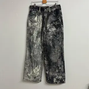 Acme Studios Premium Marble Wash Baggy 100% Cotton Heavyweight Denim Jeans / Smoke Black