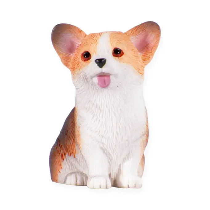 Mini Simulation Corgi Puppy Animal Figure - 3-4.8 cm Polyester Resin Stone Car Ornament, Accessory for 1/18, 1/24 Electric Remote Control Toys, Gift