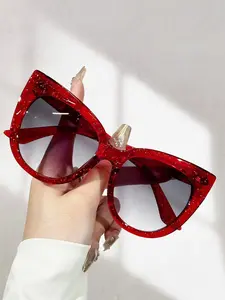 Unisex Vintage Cat Eye Frame Sunglasses, Trendy Casual Sunglasses for Everyday Use, Fashion Accessories for Outdoor Activities, Fashionable Sunglasses