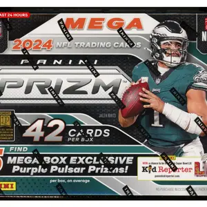 2024 nfl prizm (HOBBY) MEGA - NFL TRADING CARDS- FIND  PURPLE PULSAR PARALLELS. 7 CARDS PER PACK 6 PACKS BER BOX