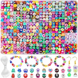 1280pcs Polymer Clay Beads Bracelet Making Kit,36 Styles Cute Fun Heart Flower Fruit Animal Letter Bracelet Beads Charms for Jewelry Necklace Making DIY Accessories for Women