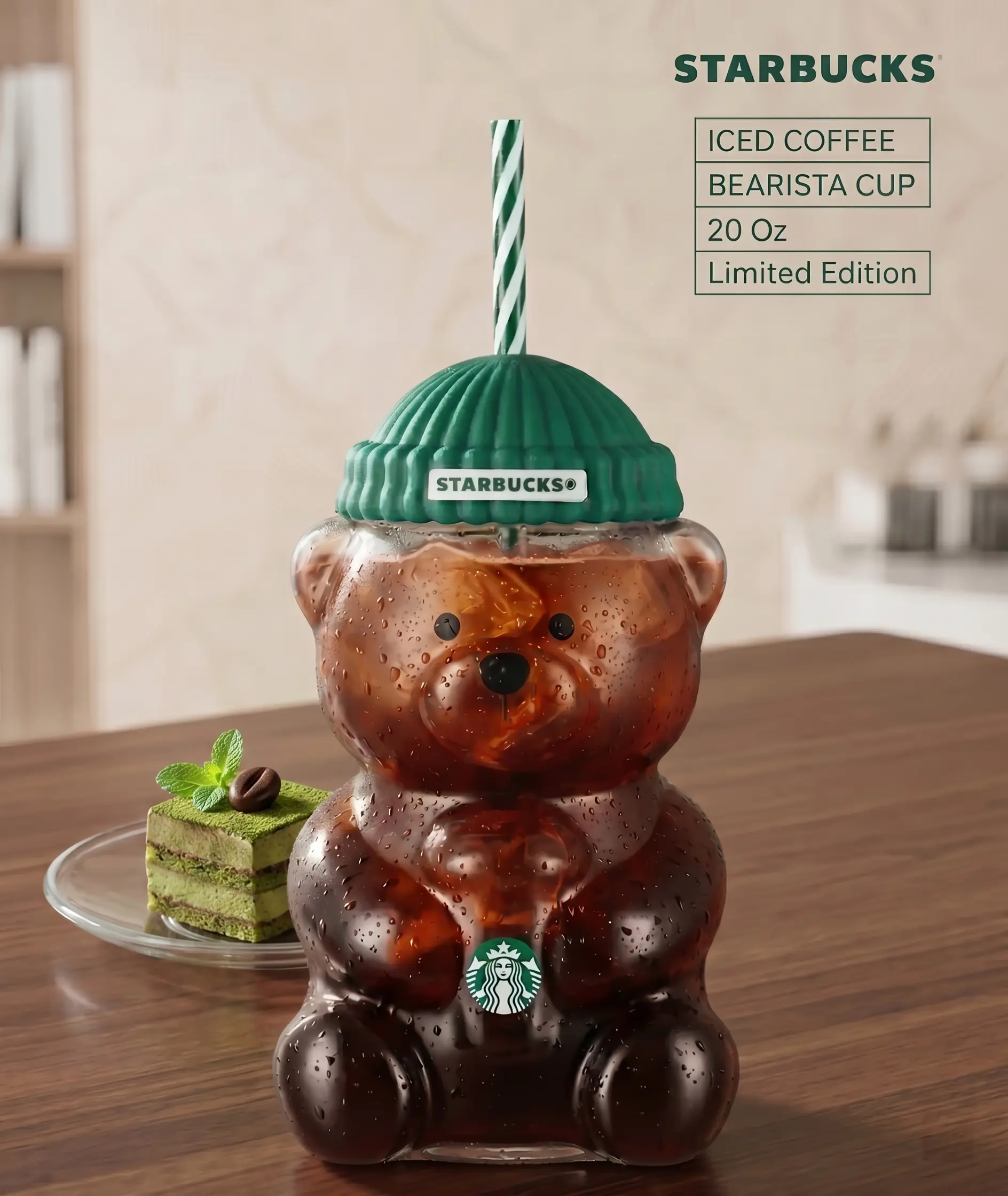 Starbucks 2026 Limited Edition Barista Bear Glass Tumbler 590ml