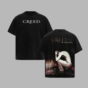 Creed My Own Prison Washed T-Shirt, Double Printed Oversized Music Band Washed Tee, Rock Band Double Printed Washed Hoodie, Gift For Band Fan Crewneck Casual Cotton Fabric Menswear XIM
